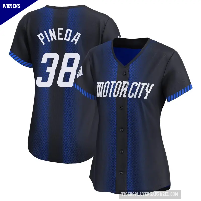 Women's No.38 Michael Pineda Detroit Tigers Blue Limited 2024 City Connect Jersey